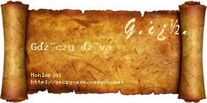 Géczy Éva névjegykártya