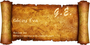 Géczy Éva névjegykártya